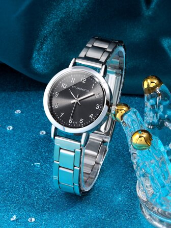 1入組鋼帶女孩簡約全能手錶，適合日常佩戴