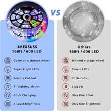 KBO JMEXSUSS 600 LED Color Changing String Lights Plug In, 168FT White & Multicolor Christmas Lights With Remote, Christmas String Lights Outdoor Waterproof Clear Wire For Tree Xmas Decor - White to Multicolor - View 3