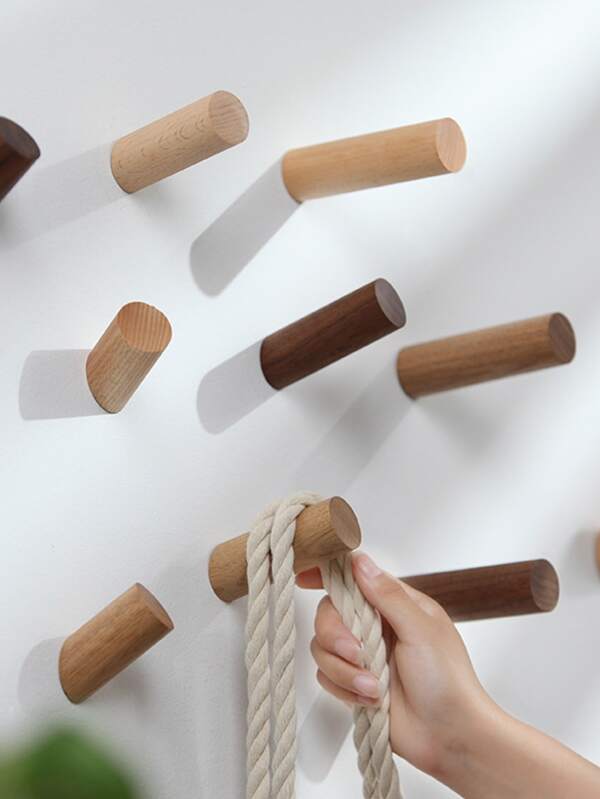 1 pieza Ganchos de abrigo de madera natural montados en la pared, ganchos rústicos hechos a mano para sombrero de carga pesada, percheros de pared de entrada para colgar toallas, ropa, bolsas
