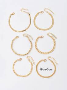 6 Cái/bộ Vòng Tay Chuỗi Xoắn Tối Giản Thời Trang Cho Phụ Nữ Để Trang Trí Hàng Ngày - Vàng - Xem 4