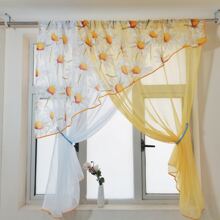 1 Miếng Thiết kế đặc biệt Cam -Vàng Ngắn Phòng bếp Rèm , Hàn Quốc Nông thôn Phong cách Một nửa Cửa sổ Rèm , Thích hợp Đối với Cửa , Cửa sổ , Phòng khách Chia rẽ - Màu vàng - Xem 7