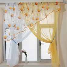 1 Miếng Thiết kế đặc biệt Cam -Vàng Ngắn Phòng bếp Rèm , Hàn Quốc Nông thôn Phong cách Một nửa Cửa sổ Rèm , Thích hợp Đối với Cửa , Cửa sổ , Phòng khách Chia rẽ - Màu vàng - Xem 3