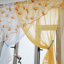 1 Miếng Thiết kế đặc biệt Cam -Vàng Ngắn Phòng bếp Rèm , Hàn Quốc Nông thôn Phong cách Một nửa Cửa sổ Rèm , Thích hợp Đối với Cửa , Cửa sổ , Phòng khách Chia rẽ - Màu vàng - Xem 8