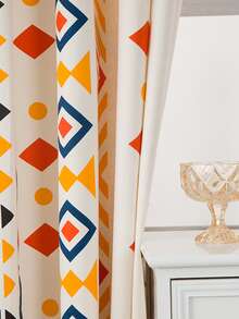 1入式波西米亞風格印花帶繩口流蘇窗簾,彩色圓形圖案 - 彩色 - 查看 5
