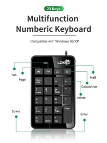 LDKai Accounting Cash Register Laptop External Input Mini Numeric Keyboard - Black - View 3
