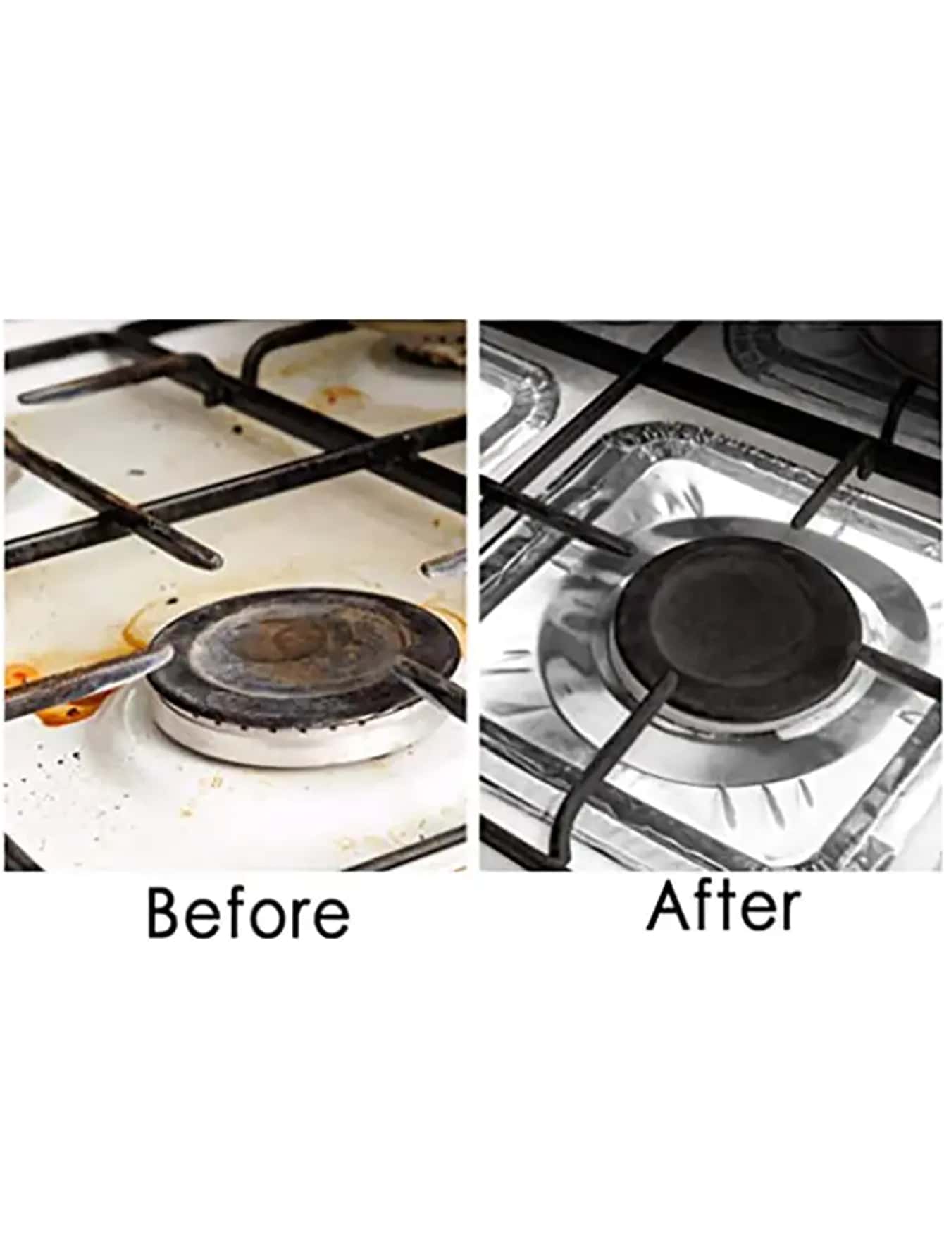 10pcs/50pcs Aluminum Foil Gas Stove Burner Liner, Disposable Square