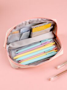 1入組卡通動物筆袋卡哇伊奶牛兒童學生文具包學校/辦公室用品 - 米色 - 查看 5