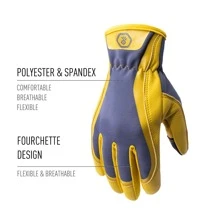 1 par de cuero trabajar Guantes para hombres & Mujer , Utility de seguridad trabajar Guantes , mecánico conductor Guantes de jardineria - Amarillo - Ver 3