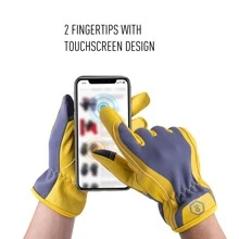 1 par de cuero trabajar Guantes para hombres & Mujer , Utility de seguridad trabajar Guantes , mecánico conductor Guantes de jardineria - Amarillo - Ver 4