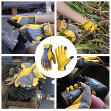 1 par de cuero trabajar Guantes para hombres & Mujer , Utility de seguridad trabajar Guantes , mecánico conductor Guantes de jardineria - Amarillo - Ver 6