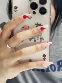 24入組中長期簡約風粉色的愛心圖案指甲和1入組指甲銼&1入組果凍凝膠 - 彩色 - 查看 2