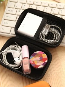 Mini Hörlurar Skyddande Väska Låda Hård EVA Fodral Digital Laddare Hörlurar Förvaringshylla USB Data Arrangör Bärande Plånbok Headset Hörlurar För Business , Resa , Skola , College , Kontor - Rosa - Visa 3