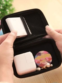 Mini Hörlurar Skyddande Väska Låda Hård EVA Fodral Digital Laddare Hörlurar Förvaringshylla USB Data Arrangör Bärande Plånbok Headset Hörlurar För Business , Resa , Skola , College , Kontor - Rosa - Visa 4