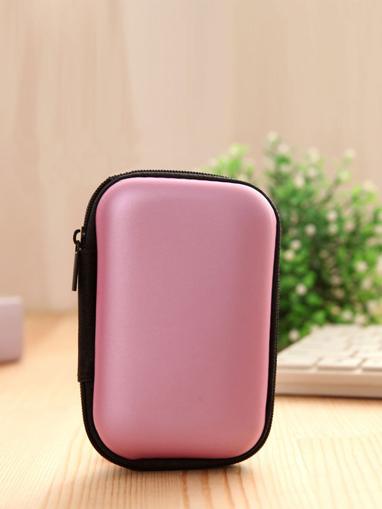 Mini Hörlurar Skyddande Väska Låda Hård EVA Fodral Digital Laddare Hörlurar Förvaringshylla USB Data Arrangör Bärande Plånbok Headset Hörlurar För Business , Resa , Skola , College , Kontor - Rosa - Visa 1