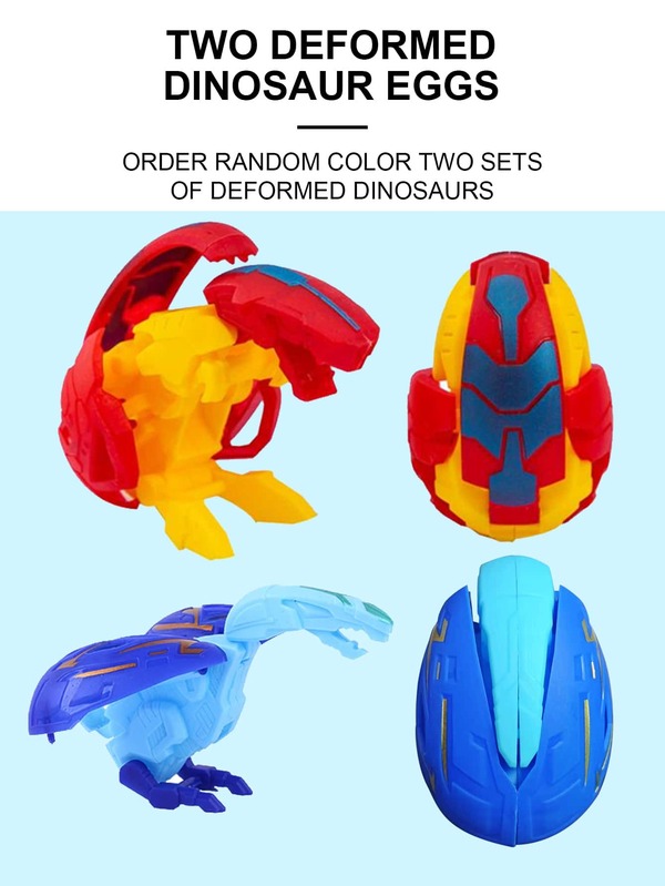 2pcs Random Color Kids' Toy Transforming Dinosaur Egg