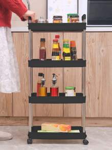 1台多功能帶輪自由組合推車，可自由移動多層貨架 - 黑色 - 查看 3