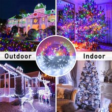 JMEXSUSS 200 LED Christmas String Lights Outdoor Waterproof, 66ft Color Changing String Lights Plug In, Cool White & Multicolor Christmas Lights For Trees Yard Wedding Xmas Party Decorations - White to Multicolor - View 5