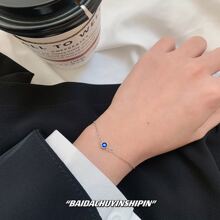 925纯银蓝色串珠手链，女士款，时尚优雅，个性化银饰