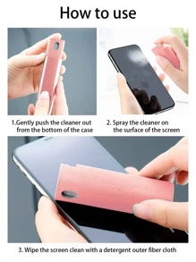 1pc Solid Portable Detachable Keyboard Cleaning Spray Bottle - Pink - View 3