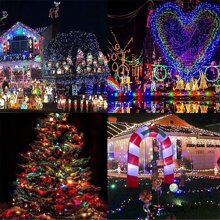 JMEXSUSS 200 LED Christmas String Lights Outdoor Waterproof, 66ft Color Changing String Lights Plug In, Cool White & Multicolor Christmas Lights For Trees Yard Wedding Xmas Party Decorations - White to Multicolor - View 6