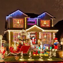JMEXSUSS 200 LED Christmas String Lights Outdoor Waterproof, 66ft Color Changing String Lights Plug In, Cool White & Multicolor Christmas Lights For Trees Yard Wedding Xmas Party Decorations - White to Multicolor - View 7