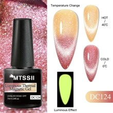 7 毫升熱發光貓磁性指甲油指甲油橙色夜光變色 Uv Led 美甲凝膠指甲清漆 - 亮橙色 - 查看 1