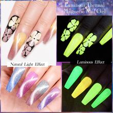 7 毫升熱發光貓磁性指甲油指甲油橙色夜光變色 Uv Led 美甲凝膠指甲清漆 - 亮橙色 - 查看 5