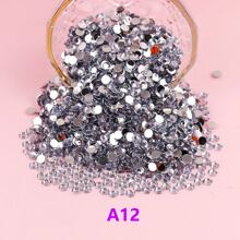 5mm500入組/袋圓形樹脂水鑽平底後塑膠膠水水晶指甲寶石水鑽閃閃發光適用於美甲,服裝連衣裙,工藝,杯子,包裝飾用品珠子配件 - 白色 - 查看 3