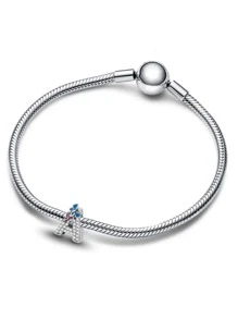 Bướm Đầy Zirconia 26 Chữ Cái AZ Trang Sức Tự Làm Bùa Thích Hợp Cho Hạt Vòng Tay 3mm - Bạc - Xem 2