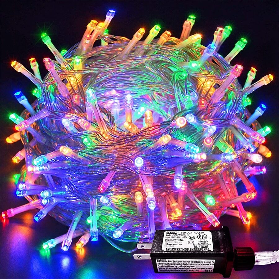JMEXSUSS Connectable 100 LED Multicolor Christmas Lights For Tree, 8 Modes Multicolor Christmas Tree Lights Indoor Outdoor Clear Wire, 33ft Colorful Christmas Lights Plug-In For Christmas Tree Bedroom - Multicolor - View 1