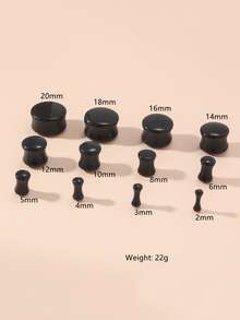1亞克力啞鈴擴耳器耳環黑色柱子耳塞耳環洞擴張器 - 黑色 - 查看 3