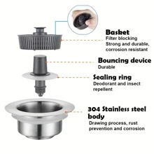 Stainless Steel Kitchen Sink Strainer Drain Plug Accessory - Silver - View 7