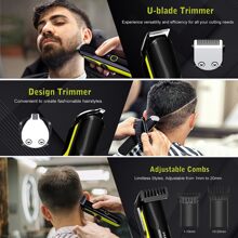 FadeKing All-In-One Beard Trimmer Set - Waterproof Men's Beard Trimmer Kit With 20 Length Settings, Adjustable Blade Wheel, And Travel Case For Perfect Beard, Face, Nose, And Ear Trimming - Ideal Gift For Him - 芥末黃 - 查看 4