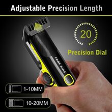 FadeKing All-In-One Beard Trimmer Set - Waterproof Men's Beard Trimmer Kit With 20 Length Settings, Adjustable Blade Wheel, And Travel Case For Perfect Beard, Face, Nose, And Ear Trimming - Ideal Gift For Him - 芥末黃 - 查看 5