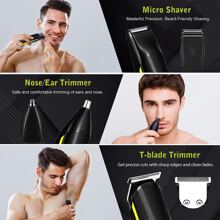 FadeKing All-In-One Beard Trimmer Set - Waterproof Men's Beard Trimmer Kit With 20 Length Settings, Adjustable Blade Wheel, And Travel Case For Perfect Beard, Face, Nose, And Ear Trimming - Ideal Gift For Him - 芥末黃 - 查看 3