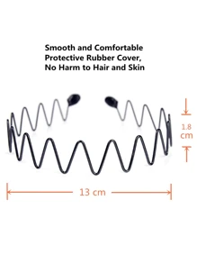 1 Miếng Kim loại Dây buộc tóc , Thời trang Băng đô Dành Cho Nam Và Nữ Với Không Trượt Dợn sóng Răng , Đen - màu đen - Xem 2