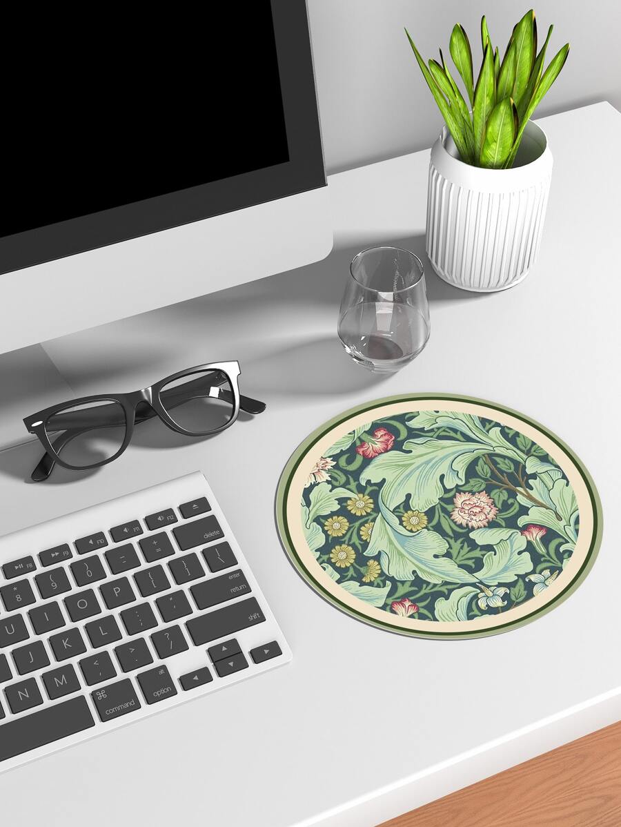1入組花朵印花PU皮革鼠標墊