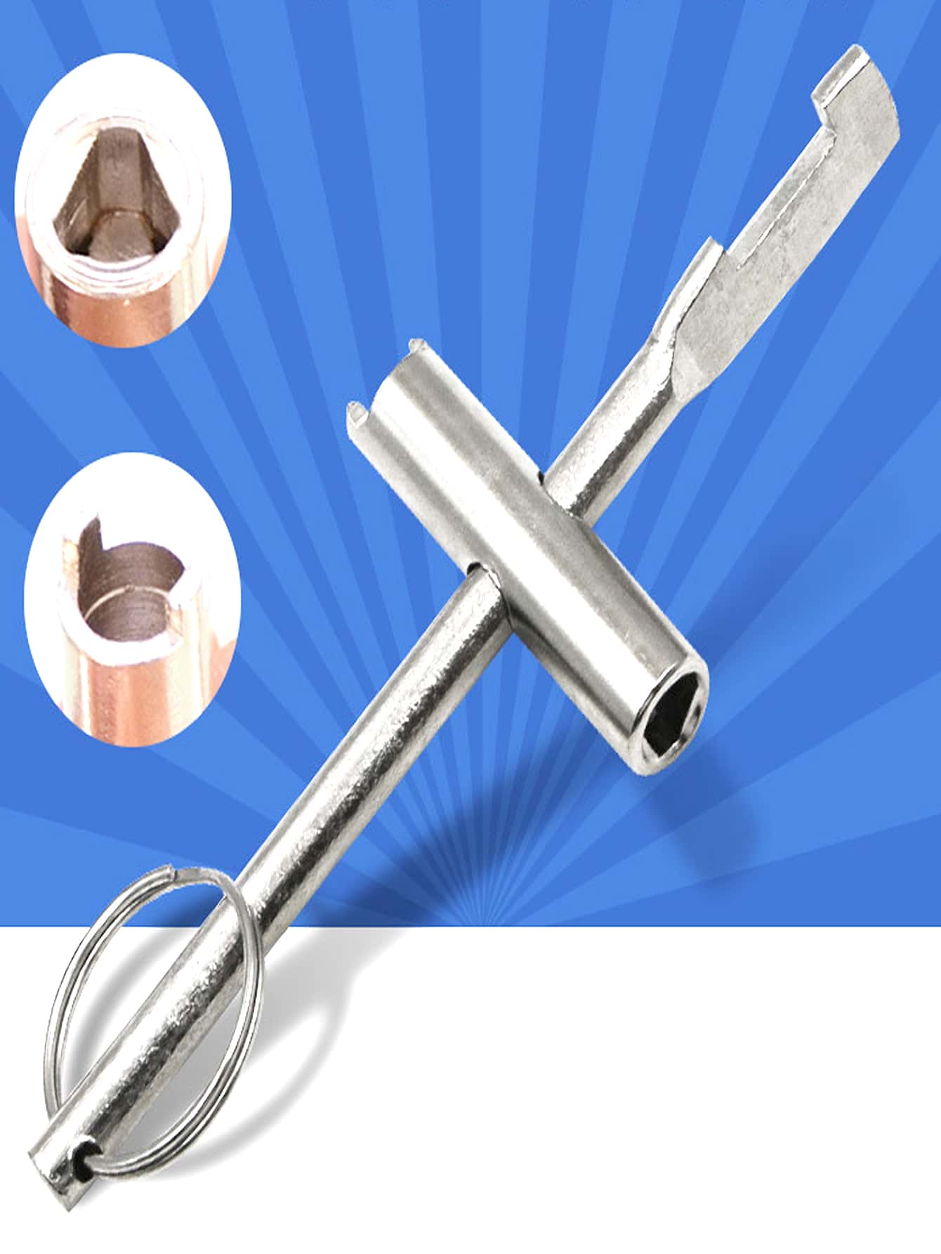 1 silver tap water meter front valve key Inner triangle key wrench switch lock gate valve key