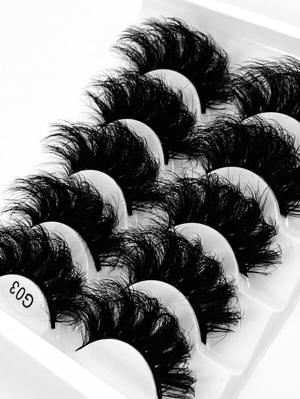 5 Pairs/Pack Thick Curly Fluffy Volume False Eyelashes Mink Lashes Cat-Eye Look Wispy Long 8D Volume Fake Eyelash Strips Foxy Eye Lifting Look Extension Full Eyelash Strip To Lengthen And Volumize The Outer Corner Of Your Eye Strip Lashes, Lashes, Eyelashes, Fake Lashes