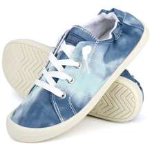 JENN ARDOR Women's Canvas Shoes Low Top Classic Slip-On Soft Memory Foam Sole Sneakers Fashion Arch Support Flats - Màu Xanh Tie-Dye - Xem 5