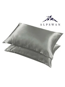 2 Piezas Funda De Almohada De Satén Para Cabello Y Piel Queen De Seda Gris Espacial, Juego De 2 Fundas De Almohada De Satén Para Obsequio De Mujeres Y Hombres - Albaricoque - Ver 8