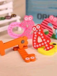 26pcs Wooden Cartoon English Alphabet Fridge Stickers - Multicolor - View 2