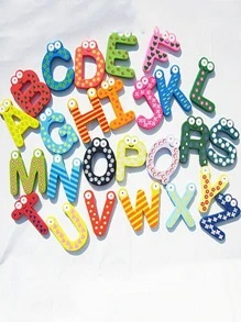 26pcs Wooden Cartoon English Alphabet Fridge Stickers - Multicolor - View 3