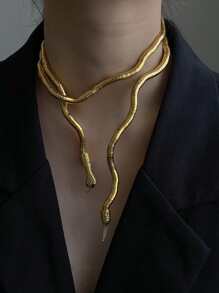 1 pieza Collar oscuro Tierra guay abierto casual en forma de con diseño de serpiente único de primera calidad cuello