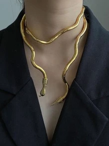 1 pieza Collar oscuro Tierra guay abierto casual en forma de con diseño de serpiente único de primera calidad cuello