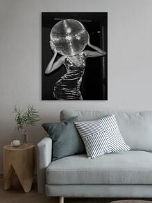 1入組派對帆布裝飾，有趣迪斯科牆壁藝術，球燈海報印刷，客廳裝飾畫，臥室，酒吧，創意禮物，無框 - 黑色 - 查看 3