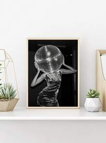 1入組派對帆布裝飾，有趣迪斯科牆壁藝術，球燈海報印刷，客廳裝飾畫，臥室，酒吧，創意禮物，無框 - 黑色 - 查看 2