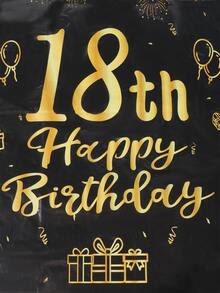 主題一次性桌布帶黑色背景和金色 - 彩色 - 查看 2