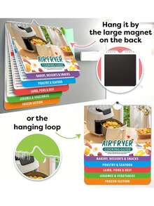 1入組空氣炸鍋床單磁鐵烹飪指導小冊子-空氣炸鍋磁性床單套裝烹飪-立即空氣炸鍋配件煮鍋溫度指導廚房轉換 - 彩色 - 查看 6