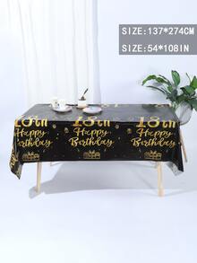 主題一次性桌布帶黑色背景和金色 - 彩色 - 查看 4